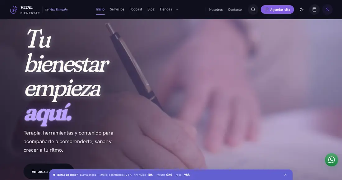 Página de inicio de Vital