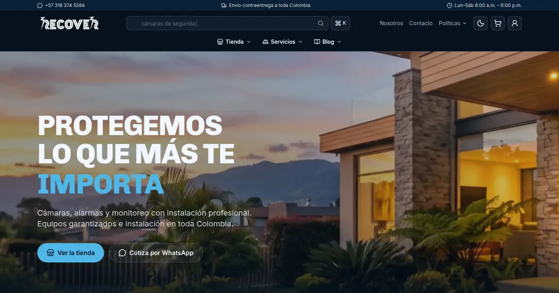 Página de inicio de Recover